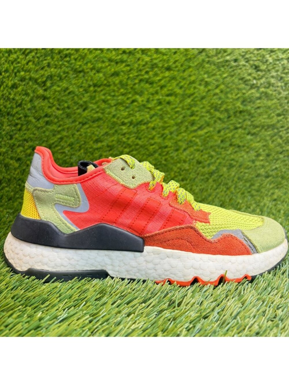 Adidas Nite Jogger Size? Boys Size 5Y Neon Orange White Athletic Shoes Sneakers